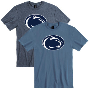 navy heather and indigo short sleeve t-shirts with Penn State Athletic Logos